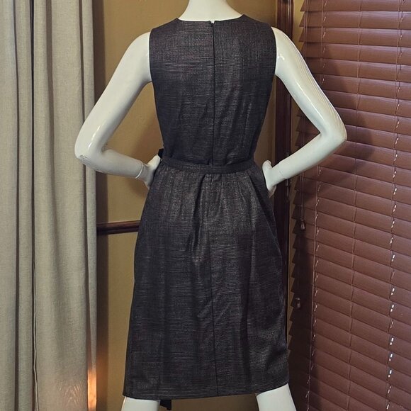 ANTONIO MELANI Professional Belted Sleeveless Brown Plaid Dress sz 4 - Picture 8 of 13